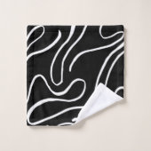 Ebb und Flow 2 - Schwarz auf weißem Badetuch Set (Waschlappen)
