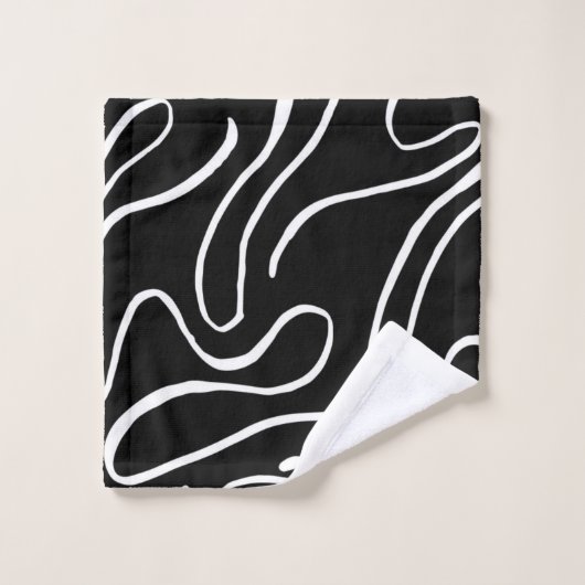 Ebb und Flow 2 - Schwarz auf weißem Badetuch Set (Waschlappen)
