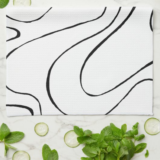 EBB und Flow 2 - Schwarz und Weiß Geschirrtuch (Gefaltet)