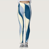 EBB und Flow 4 - Dunkles Blau, Licht und Creme Leggings (Vorderseite)