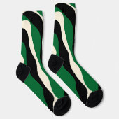 EBB und Flow 4 in Grün, Creme und Schwarz Socken (Rechts)