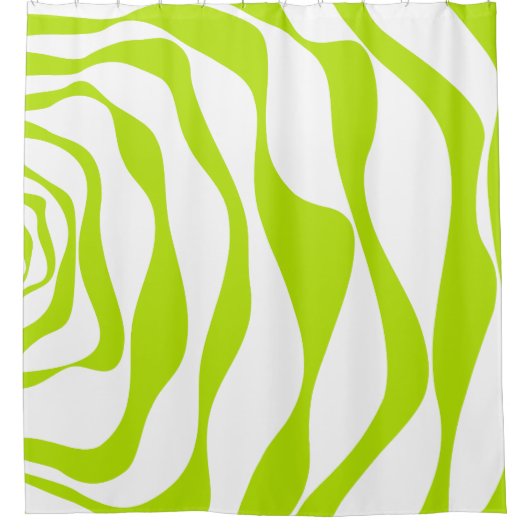 EBB und Flow 4 in Kalkgrün und Weiß Duschvorhang (Vorderseite)