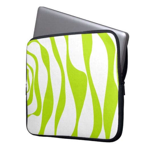 EBB und Flow 4 in Kalkgrün und Weiß Laptopschutzhülle (Vorderseite Links)