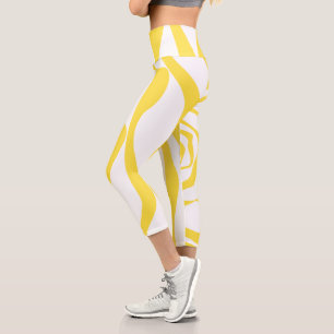 EBB und Flow 4 in Lemon Gelb und Weiß Capri Leggings