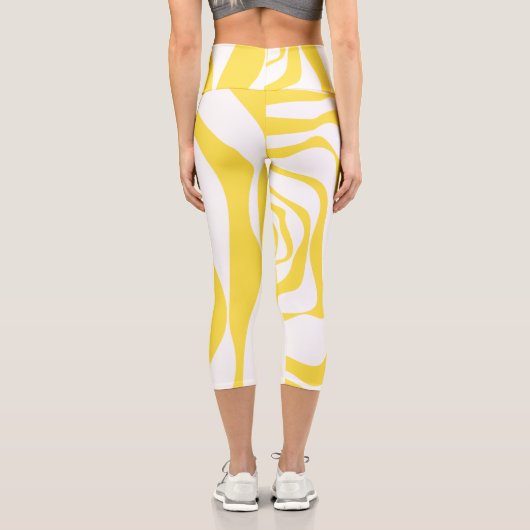 EBB und Flow 4 in Lemon Gelb und Weiß Capri Leggings (Rückseite)