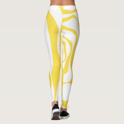 EBB und Flow 4 in Lemon Gelb und Weiß Leggings (Rückseite)