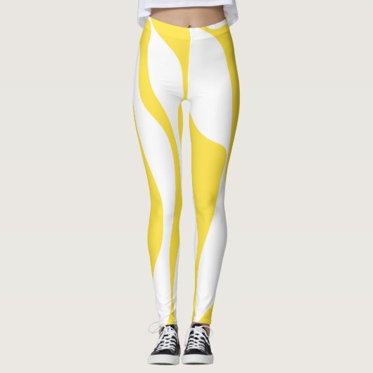 EBB und Flow 4 in Lemon Gelb und Weiß Leggings (Vorderseite)