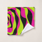 EBB und Flow 4 in Lime Green, Hot Pink und Black Badhandtuch Set (Waschlappen)