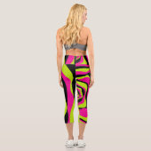 EBB und Flow 4 in Lime Green, Hot Pink und Black Capri Leggings (Rückseite)