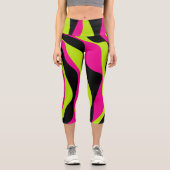 EBB und Flow 4 in Lime Green, Hot Pink und Black Capri Leggings (Vorderseite)