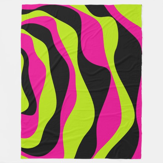 EBB und Flow 4 in Lime Green, Hot Pink und Black Fleecedecke (Vorderseite)