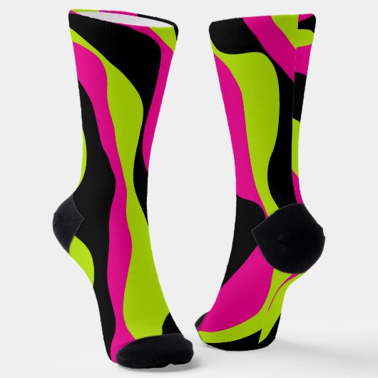 EBB und Flow 4 in Lime Green, Hot Pink und Black Socken (Gewinkelt)