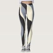 EBB und Flow 4 in Schwarz, Grau und Creme Leggings (Vorderseite)