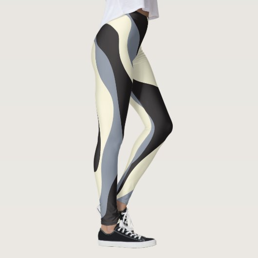 EBB und Flow 4 in Schwarz, Grau und Creme Leggings (Rechts)