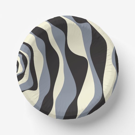 EBB und Flow 4 in Schwarz, Grau und Creme Pappteller (Vorderseite)