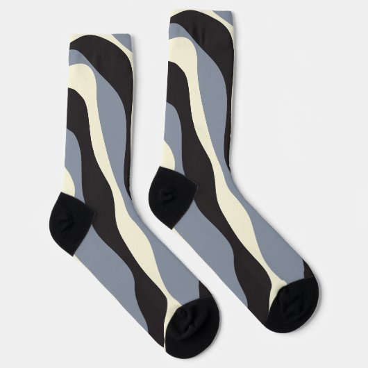 EBB und Flow 4 in Schwarz, Grau und Creme Socken (Rechts)