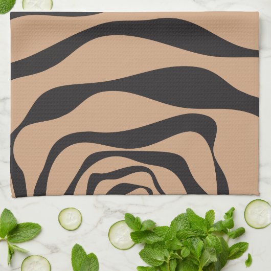 EBB und Flow 4 in Tan und Schwarz Geschirrtuch (Gefaltet)