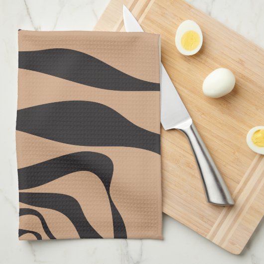 EBB und Flow 4 in Tan und Schwarz Geschirrtuch (Viertel Falte)