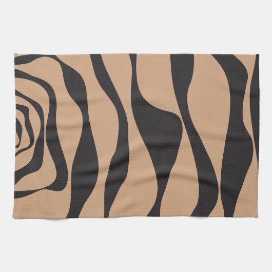 EBB und Flow 4 in Tan und Schwarz Geschirrtuch (Horizontal)