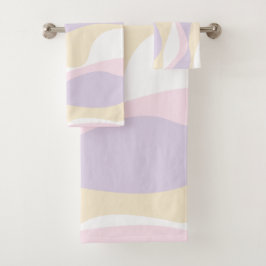 EBB und Flow 4 - Pastellrosa, Gelb und Lila Badhandtuch Set