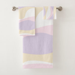 EBB und Flow 4 - Pastellrosa, Gelb und Lila Badhandtuch Set