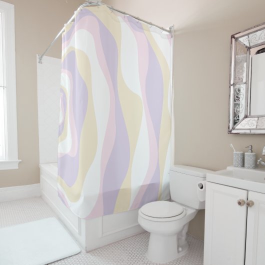 EBB und Flow 4 - Pastellrosa, Gelb und Lila Duschvorhang (Beispiel)