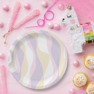 EBB und Flow 4 - Pastellrosa, Gelb und Lila Pappteller