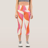 EBB und Flow 4 - Rosa, Orange und Creme Capri Leggings (Vorderseite)