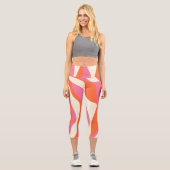 EBB und Flow 4 - Rosa, Orange und Creme Capri Leggings (Vorderseite)