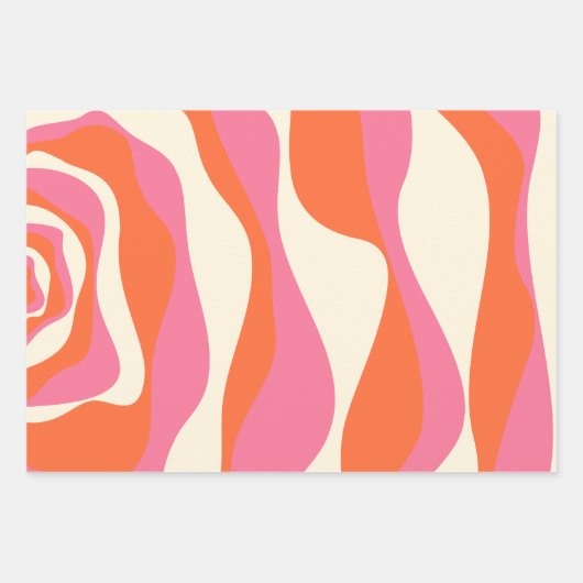EBB und Flow 4 - Rosa, Orange und Creme Geschenkpapier Set (Vorderseite)