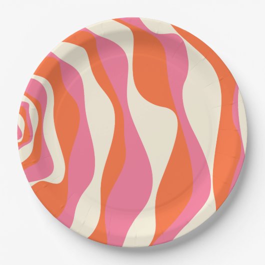 EBB und Flow 4 - Rosa, Orange und Creme Pappteller (Vorderseite)