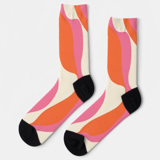 EBB und Flow 4 - Rosa, Orange und Creme Socken (Linkes Detail)