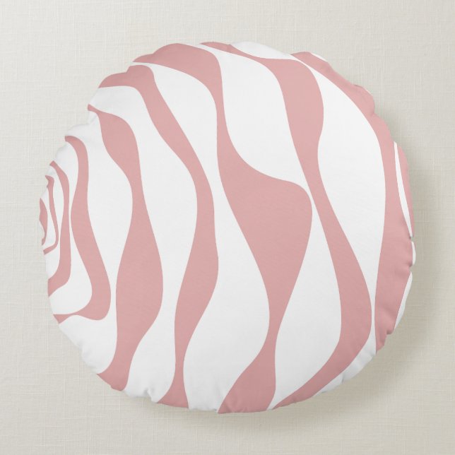 EBB und Flow 4 - Rosa und Weiß Rundes Kissen (Vorderseite)