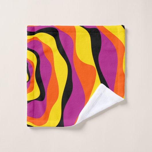 EBB und Flow 4 - Schwarz, Rosa, Orange und Gelb Badhandtuch Set (Waschlappen)