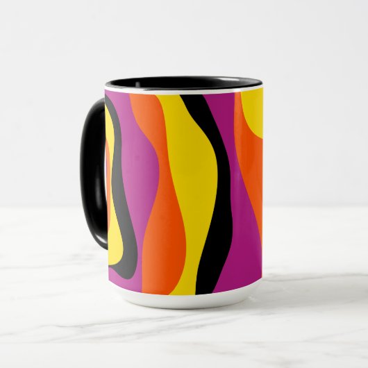 EBB und Flow 4 - Schwarz, Rosa, Orange und Gelb Tasse (Vorderseite Links)