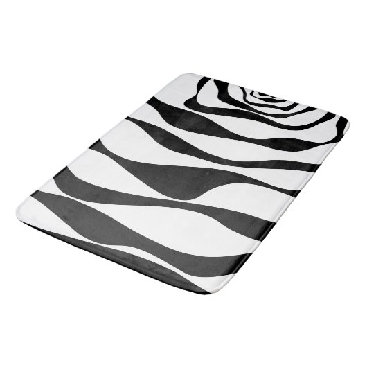 EBB und Flow 4 - Schwarz und Weiß Badematte (Schrägansicht)