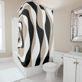 Ebb und Flow 4 - Taupe, Schwarz und Weiß Duschvorhang (Beispiel)