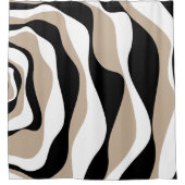 Ebb und Flow 4 - Taupe, Schwarz und Weiß Duschvorhang (Vorderseite)