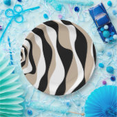 Ebb und Flow 4 - Taupe, Schwarz und Weiß Pappteller (Party)