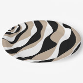 Ebb und Flow 4 - Taupe, Schwarz und Weiß Pappteller (Schrägansicht)