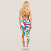 EBB und Flow 4 - Türkis, Gelb, Rosa und Weiß Capri Leggings (Rückseite)