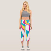 EBB und Flow 4 - Türkis, Gelb, Rosa und Weiß Capri Leggings (Vorderseite)