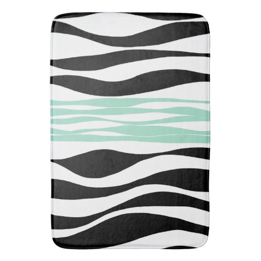 Ebb und Flow - Minze grün, weiß und schwarz Badematte (Vorderseite Vertikal)