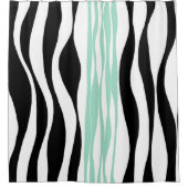 Ebb und Flow - Minze grün, weiß und schwarz Duschvorhang (Vorderseite)