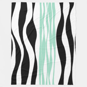 Ebb und Flow - Minze grün, weiß und schwarz Fleecedecke