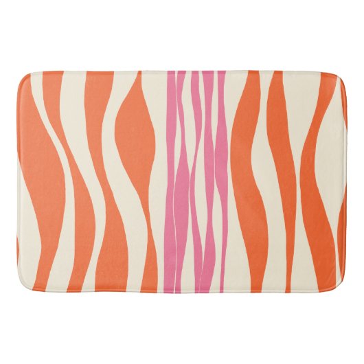 Ebb und Flow - Rosa, Orange und Creme Badematte (Vorderseite)