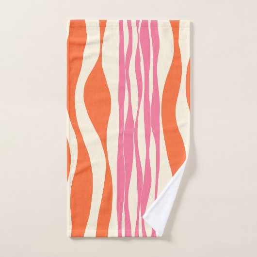 Ebb und Flow - Rosa, Orange und Creme Badhandtuch Set (Handtuch)