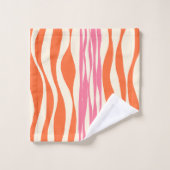 Ebb und Flow - Rosa, Orange und Creme Badhandtuch Set (Waschlappen)