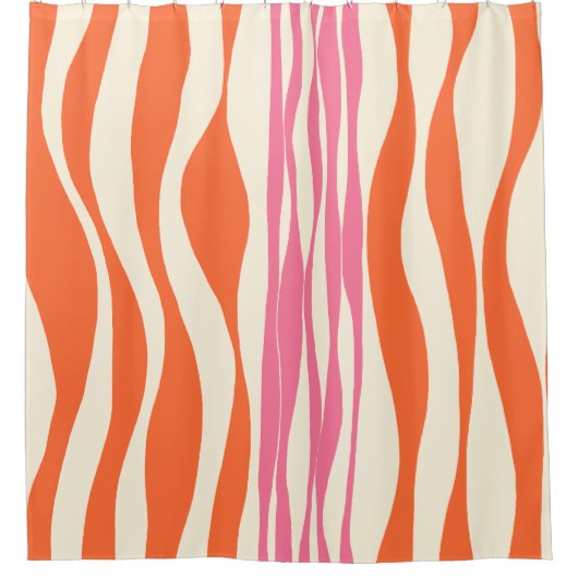 Ebb und Flow - Rosa, Orange und Creme Duschvorhang (Vorderseite)