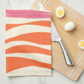 Ebb und Flow - Rosa, Orange und Creme Geschirrtuch (Viertel Falte)